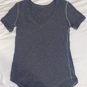 Synchronise Stripe Black White love crew short sleeve tshirt